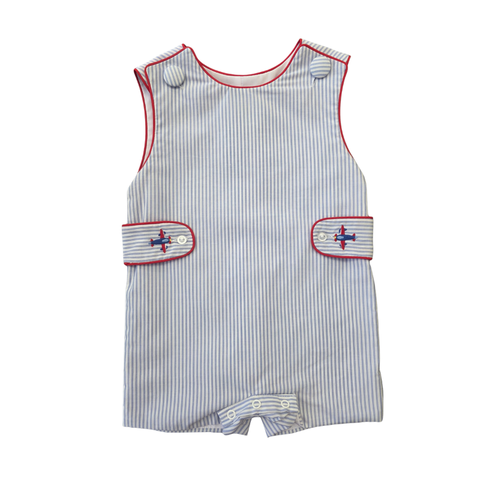 Cotton Blend Sleeveless Embroidered Jon Jon - Airplane