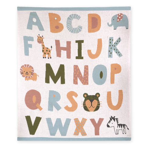 Organic Cotton Jacquard Knit Blanket - Alphabet