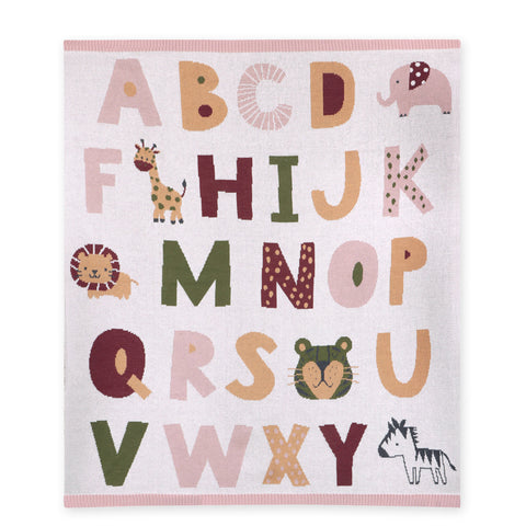 Organic Cotton Jacquard Knit Blanket - Alphabet