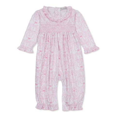 Pima Cotton Smocked Long Sleeve Romper - Blooming Bows