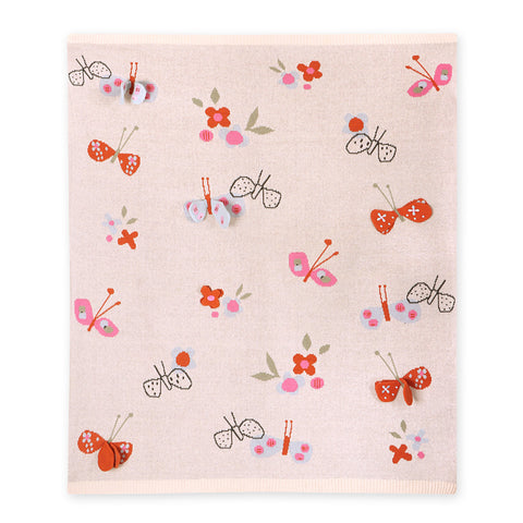 Organic Cotton Jacquard Knit Blanket - 3D Butterfly