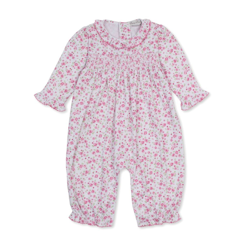 Pima Cotton Smocked Playsuit - Cottage Roses