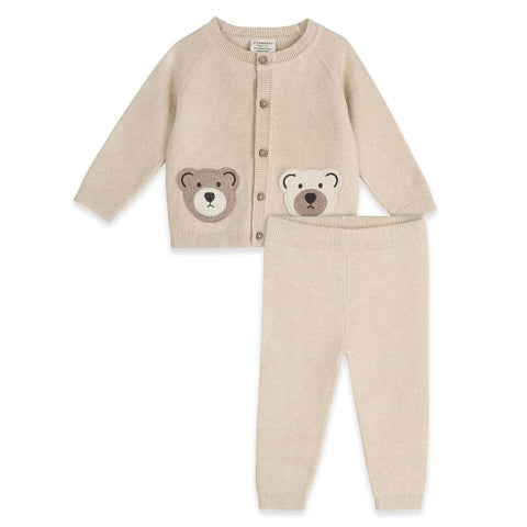 Organic Cotton Long Sleeve Knit Pocket Sweater and Pants - Cozy Bear