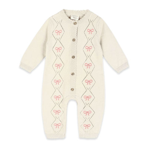 Organic Cotton Long Sleeve Knit Romper - Evie Bow