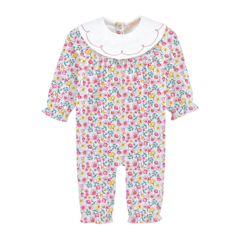 Pima Cotton Long Sleeve Romper - Field of Flowers
