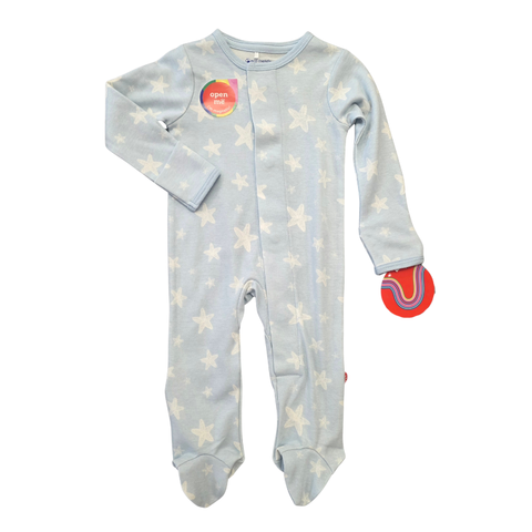 Organic Cotton Magnetic Footie - Blue Starfish