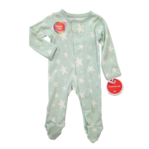 Organic Cotton Magnetic Footie - Green Starfish