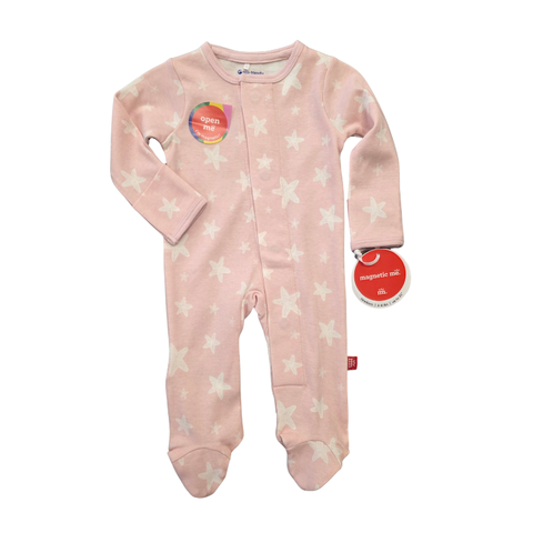 Organic Cotton Magnetic Footie - Pink Starfish