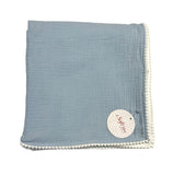 Muslin Swaddle Blanket with Pearl Pom Poms