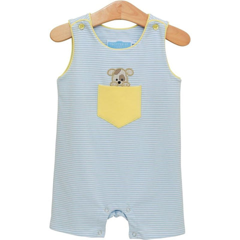 Cotton Blend Sleeveless Applique Romper - Puppy Paws