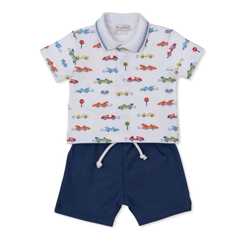 Pima Cotton Polo Shorts Set - Race Car Thrills