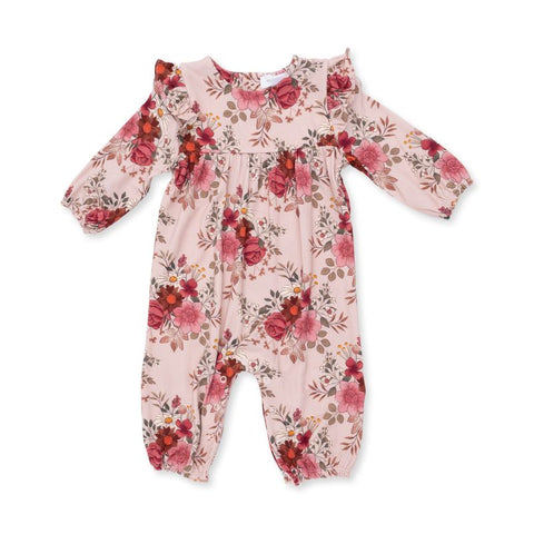 Bamboo Ruffle Sleeve Snap Romper - Sabrina Floral
