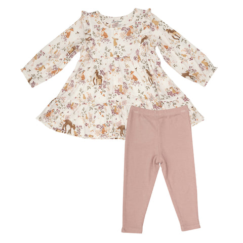 Bamboo Long Sleeve Ruffle Dress Set - Pretty Deer