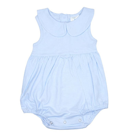 Cotton Sleeveless Peter Pan Collar Bubble - Blue