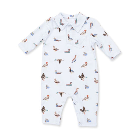 Bamboo Long Sleeve Polo Romper - American Ducks