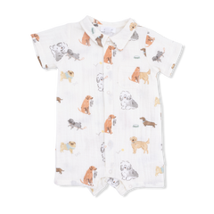Muslin Polo Romper - Awesome Dogs - 3-6 Months