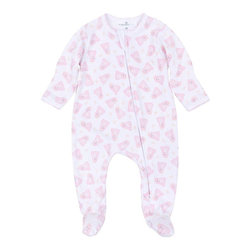 Cotton Zipper Footie - Baby Boo in Pink