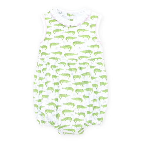 Pima Cotton Sleeveless Bubble - Bayou Baby with Pink Trim
