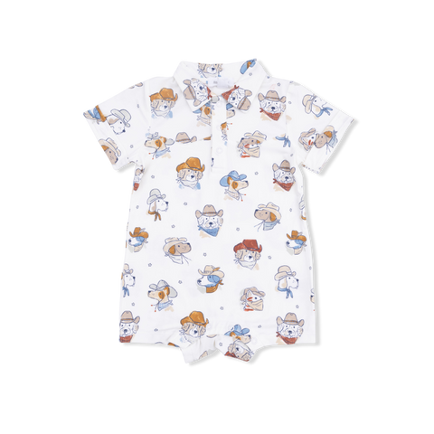 Bamboo Polo Shortie Romper - Cowdogs