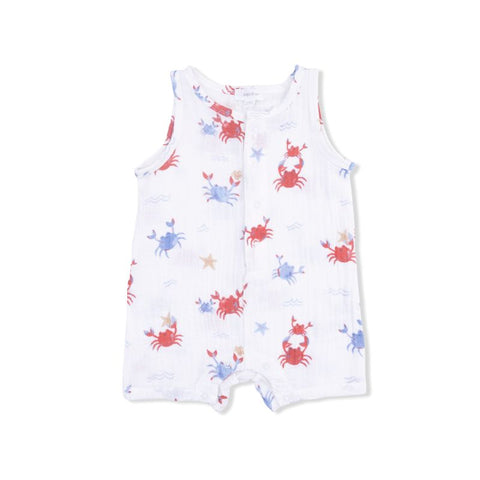 Muslin Sleeveless Shortie Romper - Crayon Crabs