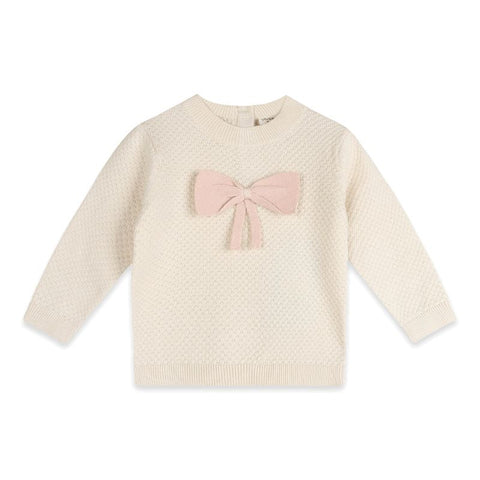 Organic Cotton Long Sleeve Knit Sweater -  Ella Bow