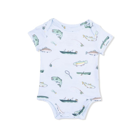Bamboo Short Sleeve Romper - Fishing