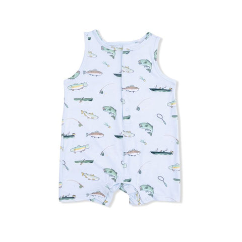 Bamboo Sleeveless Shortie Romper - Fishing