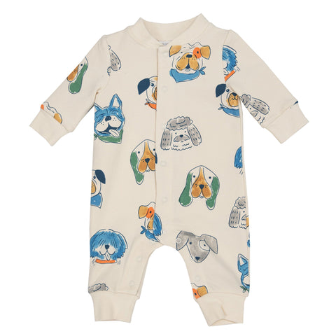 French Terry Long Sleeve Romper -  Furry Friends