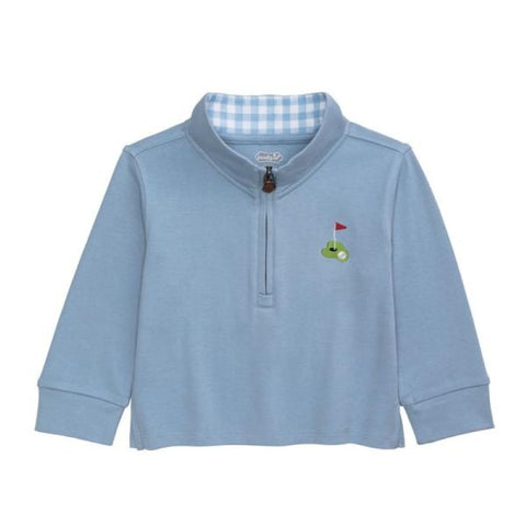 Cotton Long Sleeve Quarter Zip -  Golf Blue