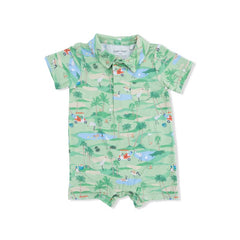 Bamboo Polo Short Romper - Golf Oasis Animals - 3-6 Months