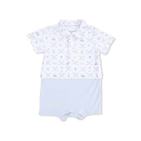 Bamboo Polo Short Playsuit - Golf Trellis