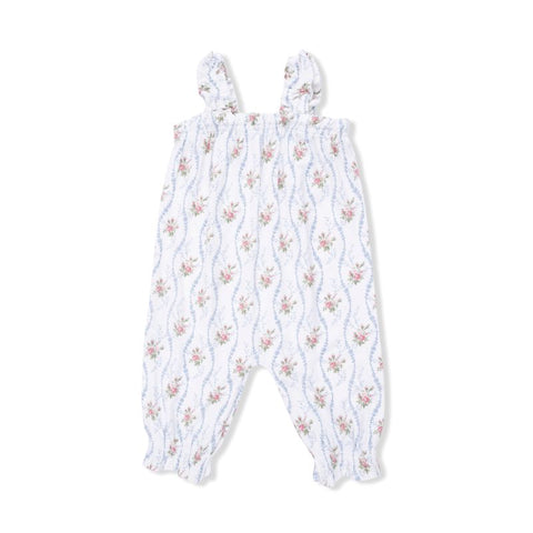 Bamboo Ruffly Strap Overalls - Heirloom Rose Stripe