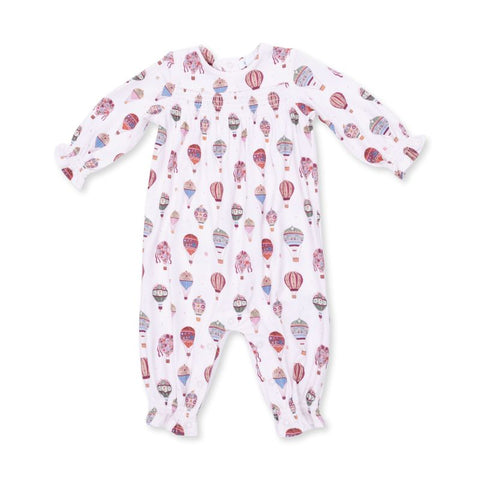 Bamboo Ruffle Sleeve Smocked Romper - Hot Air Balloon