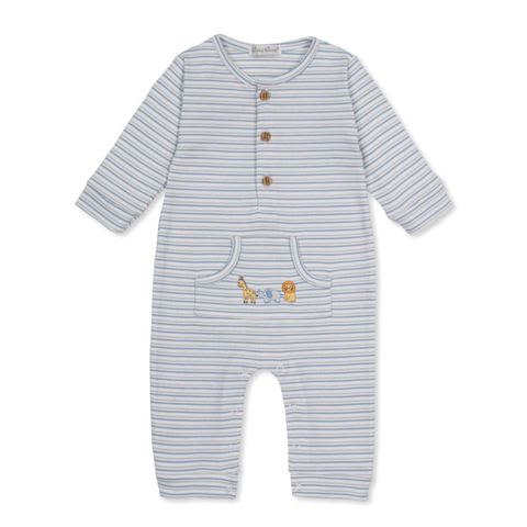 Pima Cotton Embroidered Striped Playsuit - Jungle Hang Out