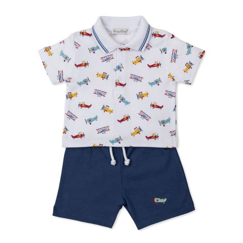 Pima Cotton Polo Shorts Set - Let's Fly Away