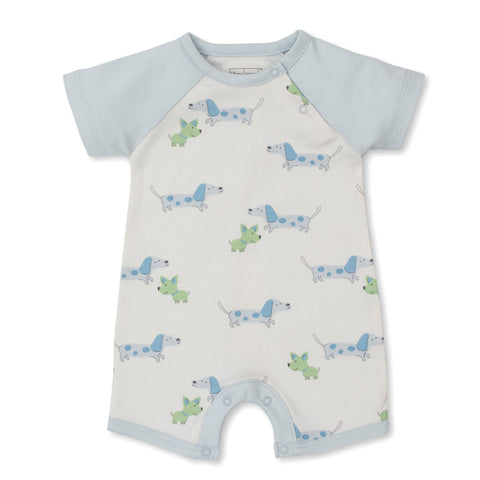 Pima Cotton Short Sleeve Romper - Puppy Fun