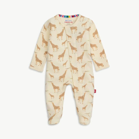 Organic Cotton Magnetic Footie - Jolie Giraffe in Cream