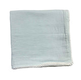 Muslin Swaddle Blanket with Pearl Pom Poms