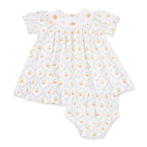 Bamboo Smocked Dress with Bloomers - Pretty Pumpkin Trellis