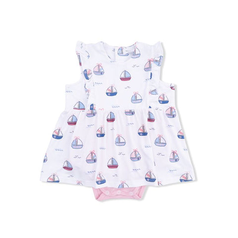 Bamboo Ruffle Bodysuit Dress - Bubbly Sailboats