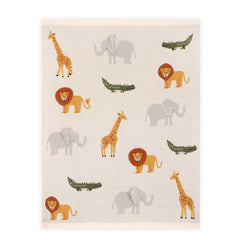 Organic Cotton Jacquard Knit Blanket - 3D Safari