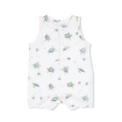 Bamboo Sleeveless Short Romper - Sea Turtles - 3-6 Months