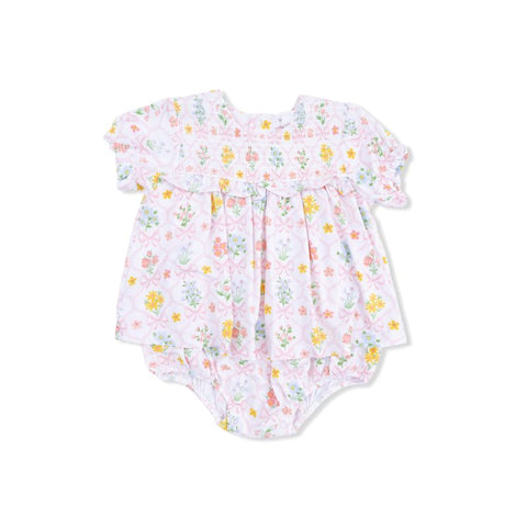 Bamboo Ruffle Skirted Bubble - Spring Blooms Bow Trellis