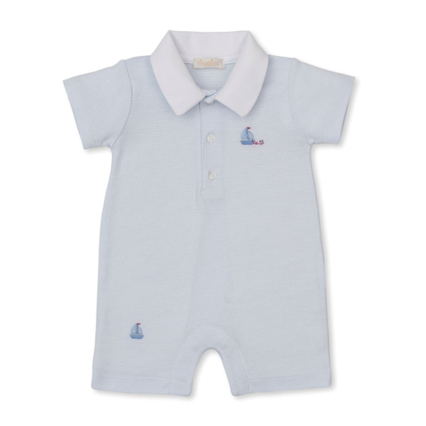 Pima Cotton Polo Playsuit - Summer Sailboat