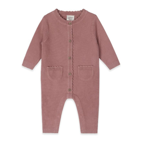 Organic Cotton Long Sleeve Knit Romper - Vintage Rose