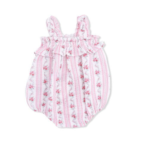 Muslin Ruffly Strap Bubble - Winding Rose Stripe