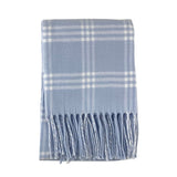 Windowpane Check Flannel Blanket with Fringe