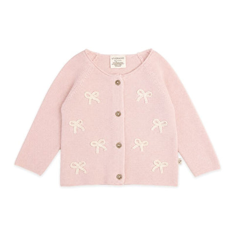 Organic Cotton Long Sleeve Knit Cardigan -  Zoe Bow